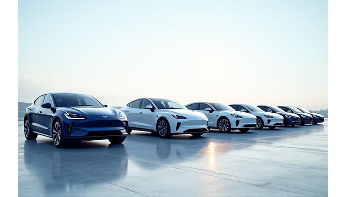Flotte de véhicules d'entreprise kennelkingdom.com impeccablement nettoyée, alignée et brillante dans un parking moderne, reflétant le ciel bleu clair. L'image met en valeur la propreté et le professionnalisme.